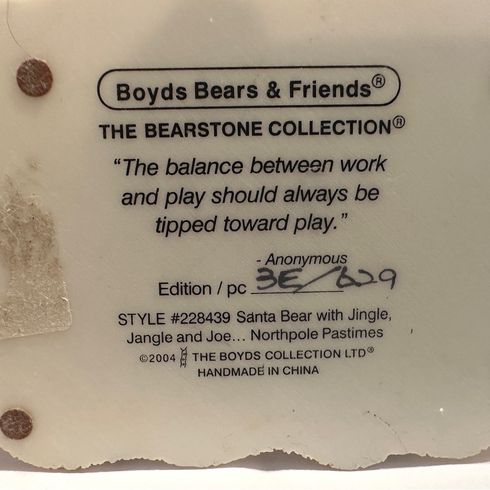 Boyd’s Bears Santa Bear with Jingle, Jangle and Joe.  Style 228439 - Picture 2 of 4